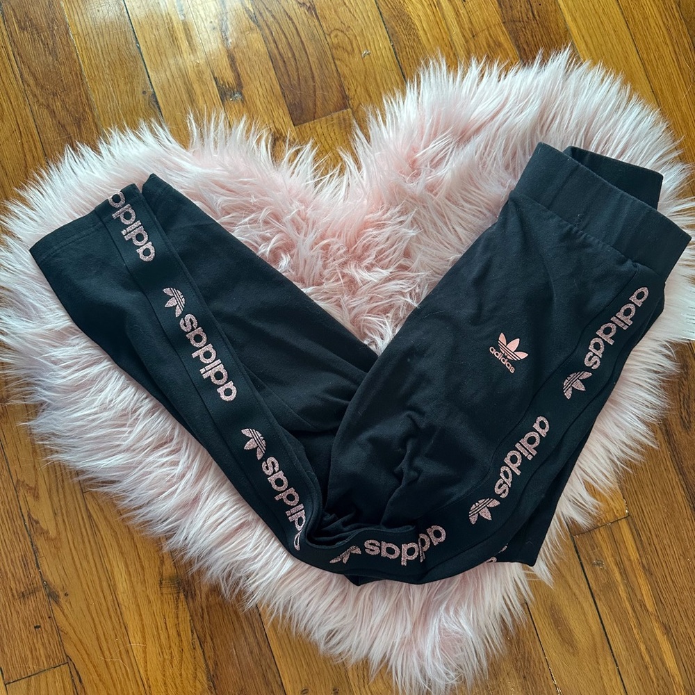 Adidas Leggings with Rose Gold Stripe pattern